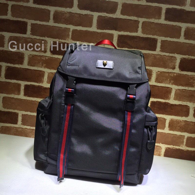 Gucci Techno Canvas Backpack Black Blue And Red Web 429037